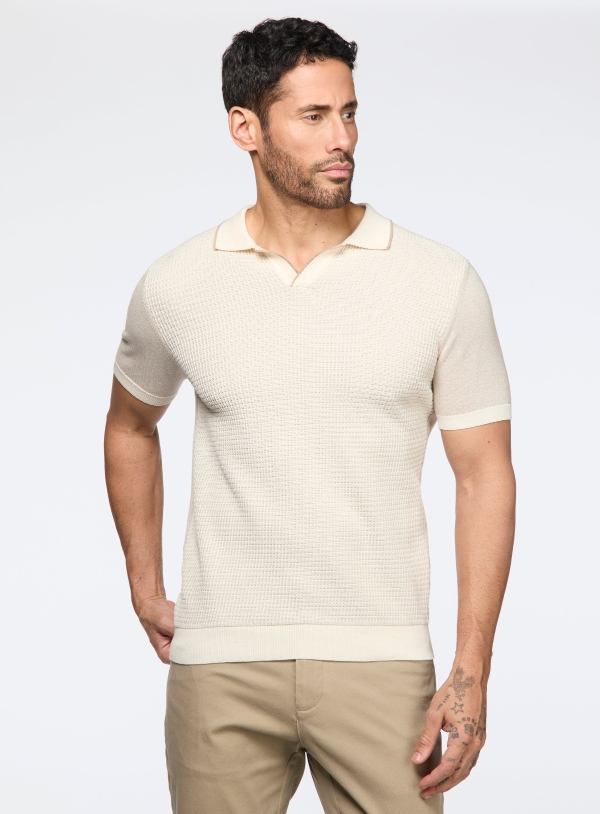 fellows tricot polo 100% coton crème