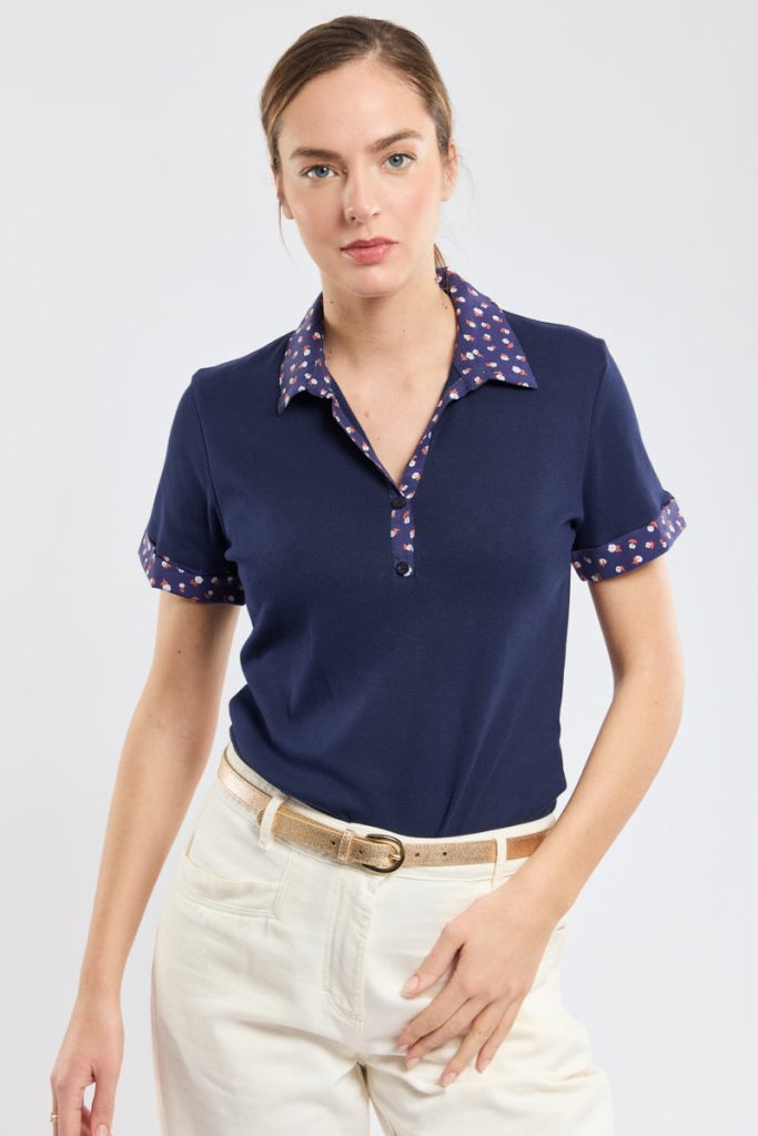 griffon polo manche courtes coton bleu marine