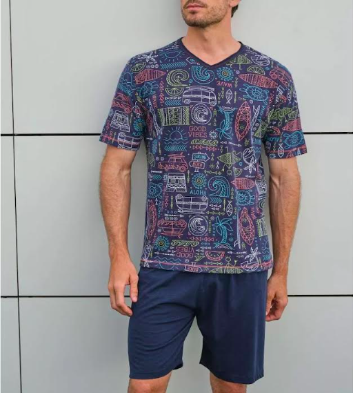 massana pyjashort col r coton