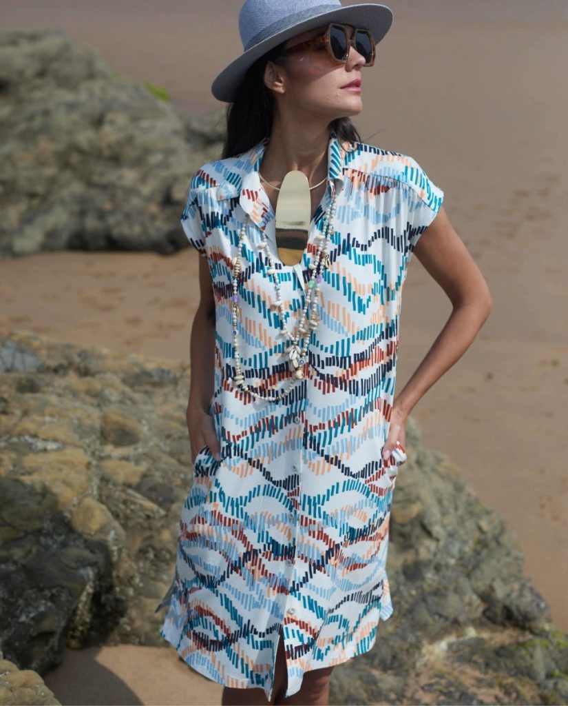 senoretta toute boutonnée col polo viscose
